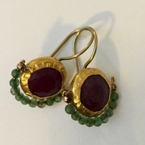 Nava Zahavi Raw Ruby Gold Vermeil Earrings